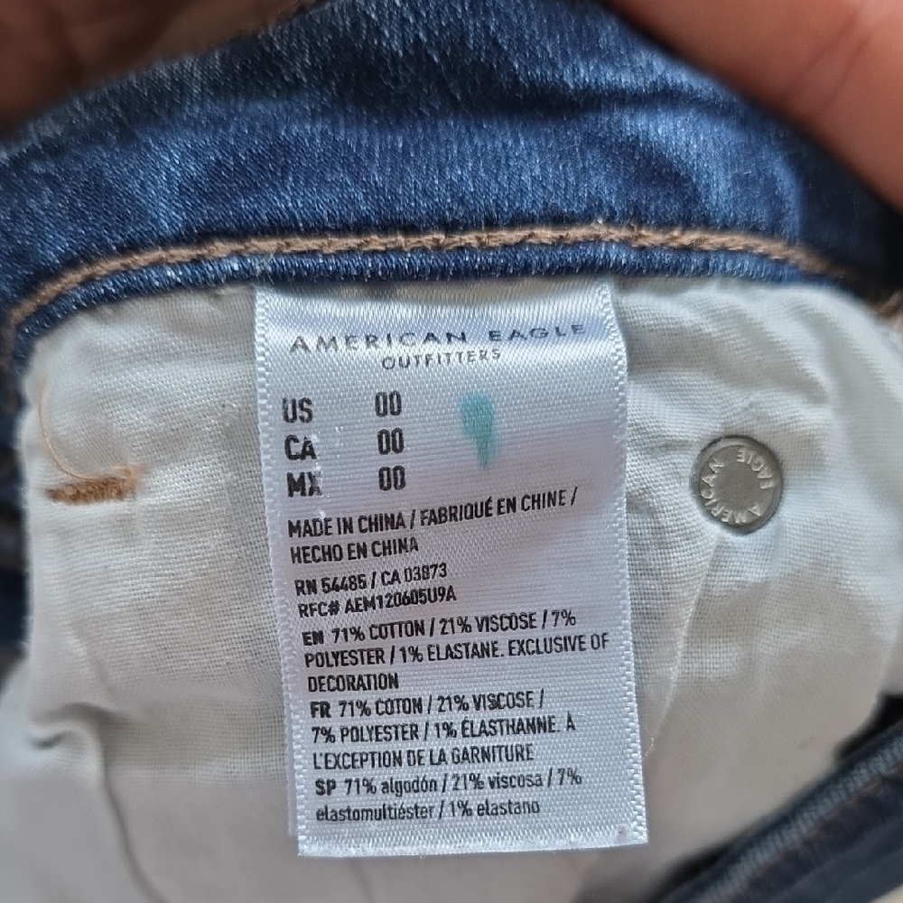 American Eagle Outfitters Blue Distressed High-Rise Jean Shorts - Picture 2 of 9
